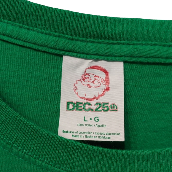 Christmas December 25th Men's ugly fun elf green t-shirt size large - Picture 4 of 9